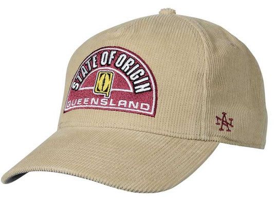 QLD Maroons 2023 State of Origin 90's Retro Khaki Corduroy Slouch Cap