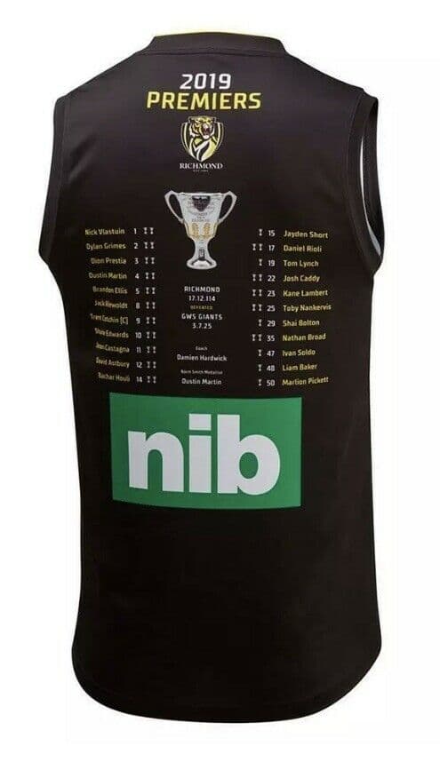 Richmond Tigers AFL Premiers Guernsey Mens