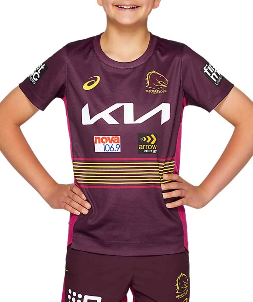 Brisbane Broncos NRL Kids Maroon Training Shirt