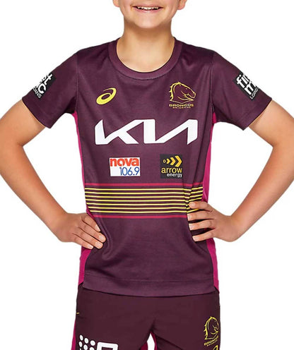 Brisbane Broncos NRL Kids Maroon Training Shirt