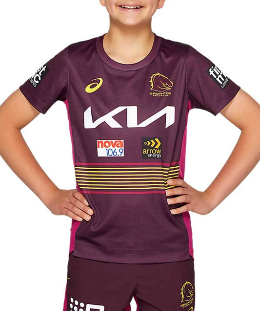 Brisbane Broncos NRL Kids Maroon Training Shirt