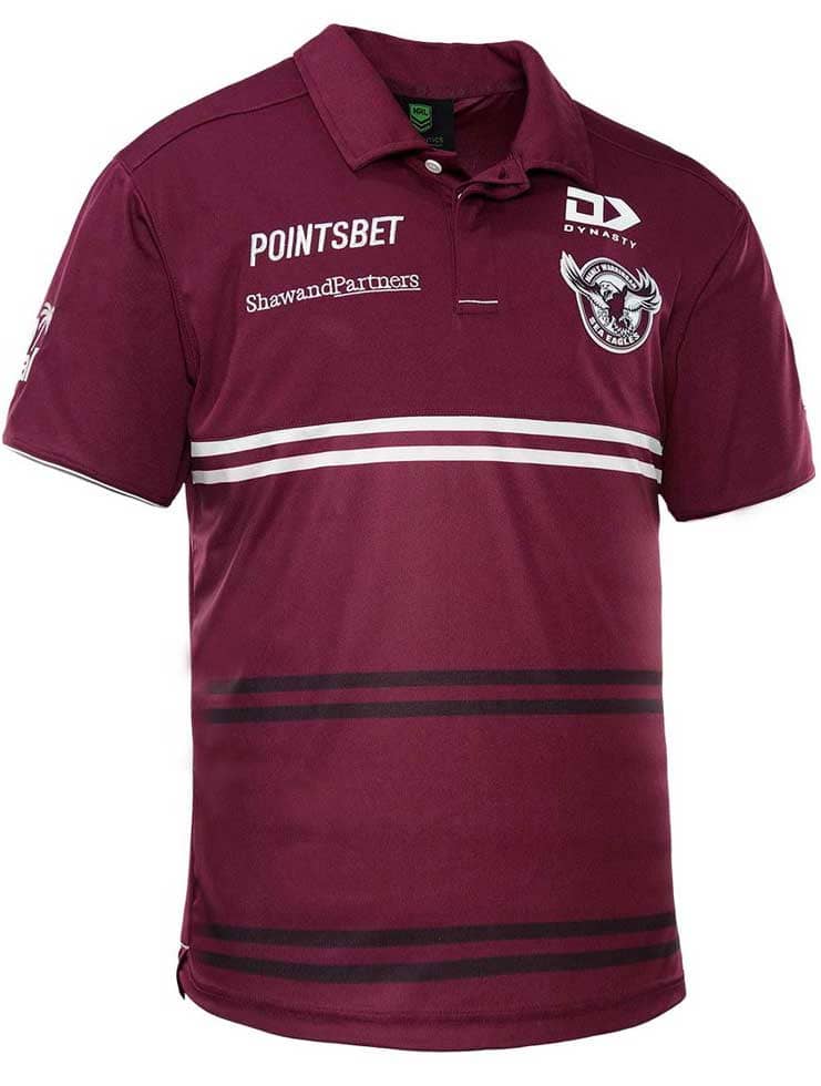 Manly Sea Eagles NRL Mens Maroon Media Polo Shirt