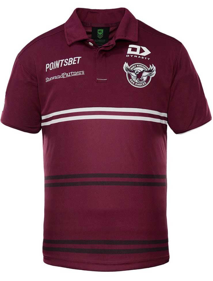 Manly Sea Eagles NRL Mens Maroon Media Polo Shirt