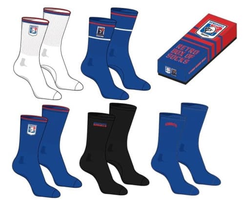 Newcastle Knights 2025 NRL Retro 5 Pack Box Socks