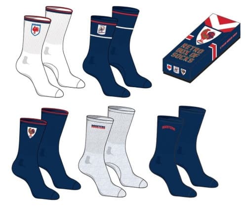 Sydney Roosters 2025 NRL Retro 5 Pack Box Socks