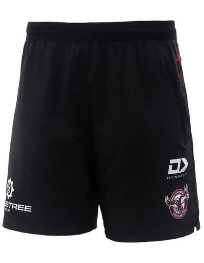 Manly Sea Eagles NRL Mens Black Gym Training Shorts
