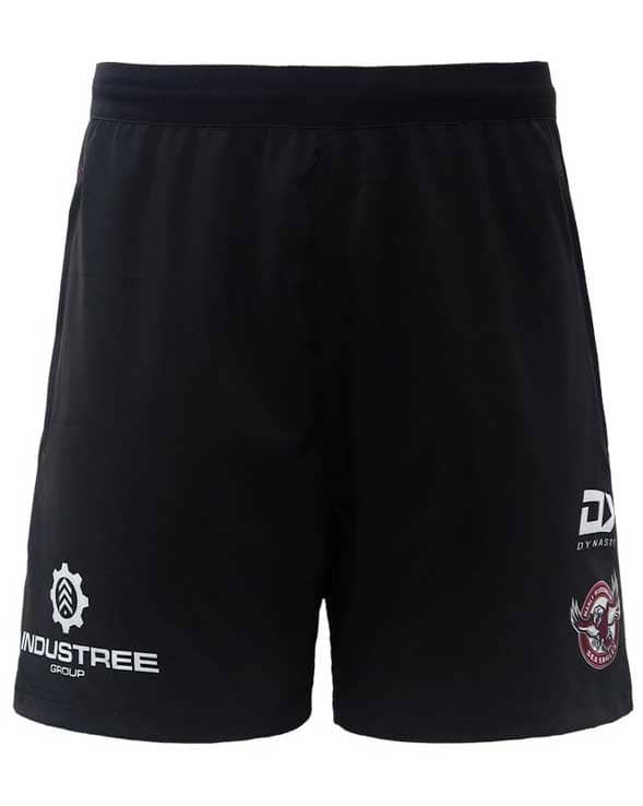 Manly Sea Eagles NRL Mens Black Gym Training Shorts