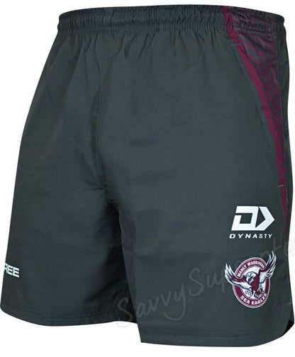 Manly Sea Eagles 2023 NRL Mens Charcoal Zip Gym Shorts