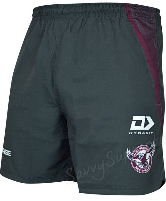 Manly Sea Eagles 2023 NRL Mens Charcoal Zip Gym Shorts