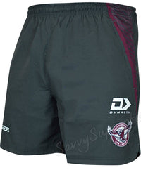 Manly Sea Eagles NRL Mens Charcoal Zip Gym Shorts