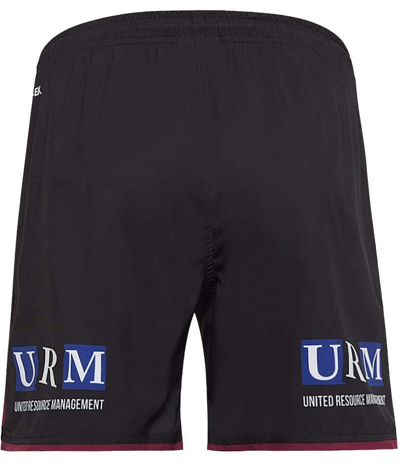 Manly Sea Eagles 2024 NRL Mens Black Gym Shorts Zip Pockets