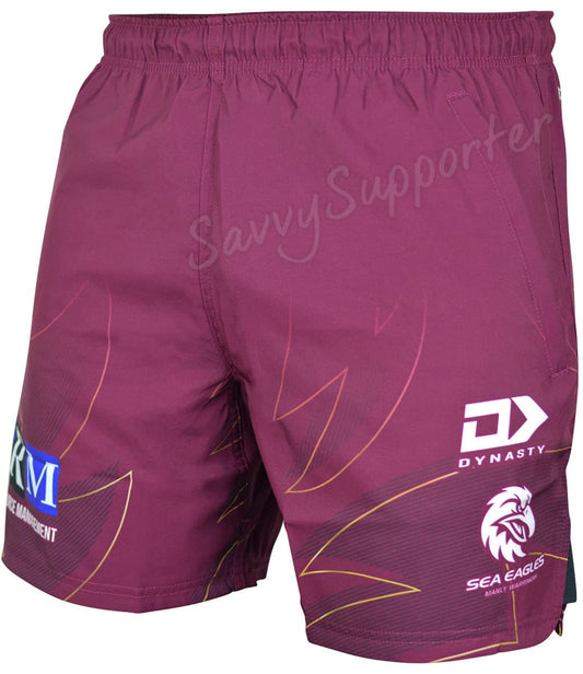 Manly Sea Eagles 2025 NRL Mens Maroon Gym Shorts
