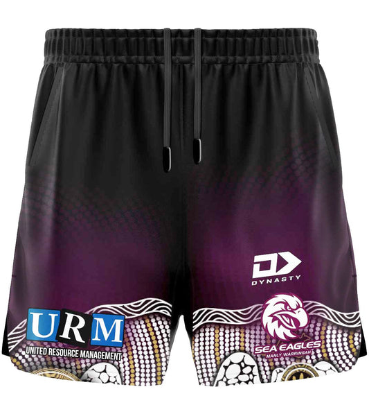 Manly Sea Eagles 2025 NRL Mens Indigenous Gym Shorts