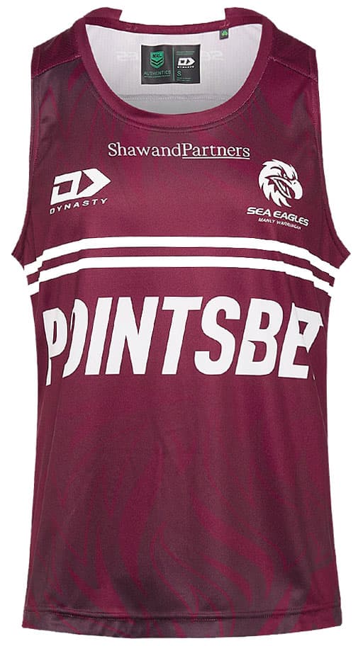 Manly Sea Eagles 2024 NRL Mens Maroon Training Singlet