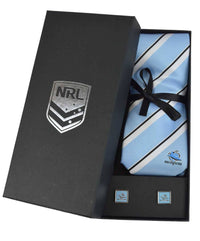 Cronulla Sharks NRL Cuff Links and Tie Gift Set