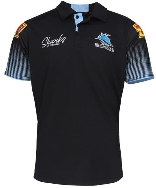 Cronulla Sharks Mens Black Media Polo Shirt