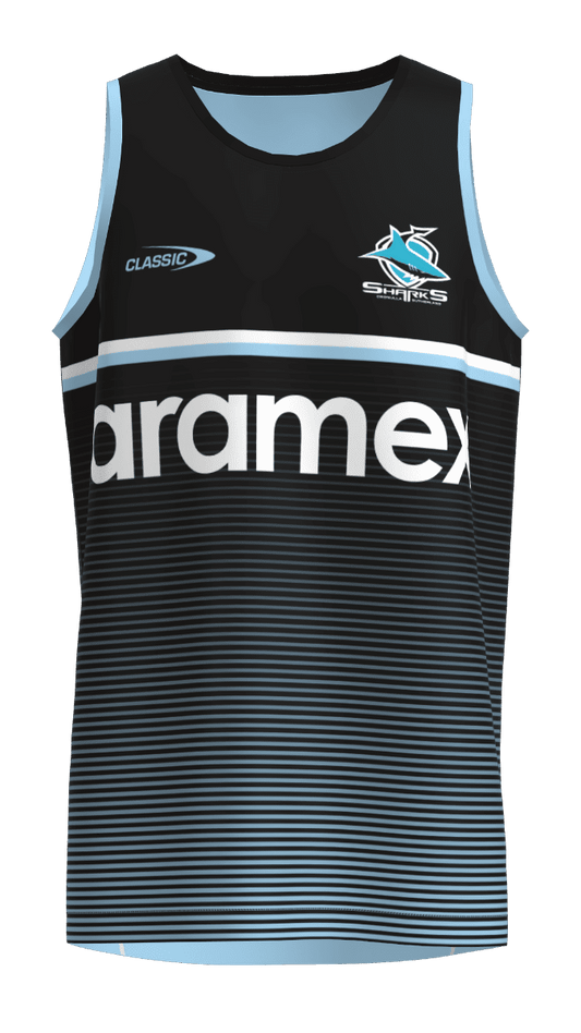 Cronulla Sharks 2023 NRL Mens Black Training Singlet