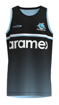 Cronulla Sharks 2023 NRL Mens Black Training Singlet