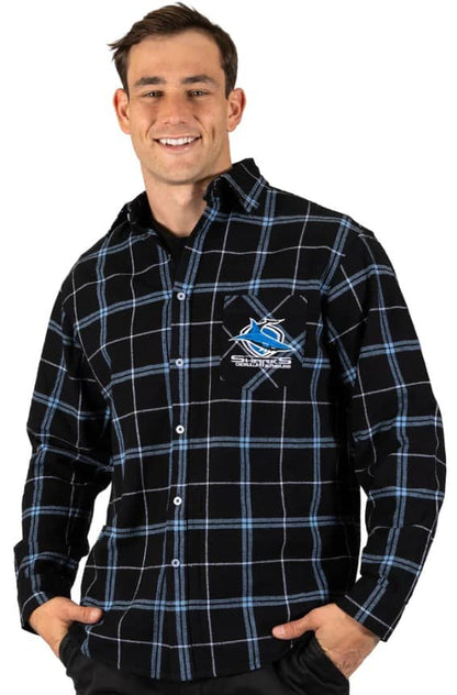 Cronulla Sharks NRL Mens Mustang Flannel Shirt