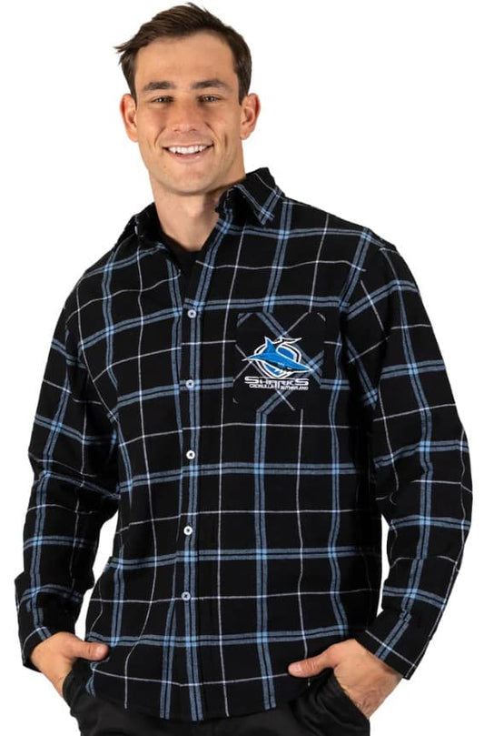 Cronulla Sharks NRL Mens Mustang Flannel Shirt