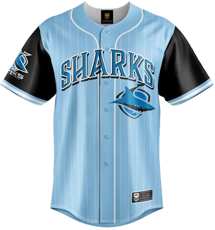 Cronulla Sharks NRL Mens Slugger Baseball Shirt