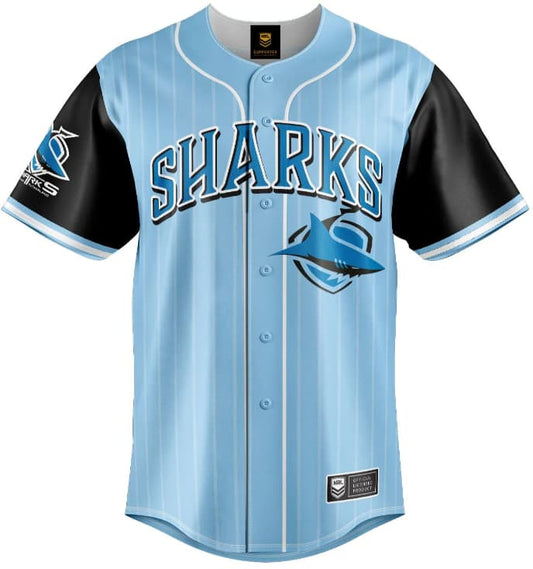 Cronulla Sharks NRL Mens Slugger Baseball Shirt