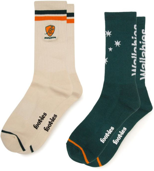 Australian Wallabies 2026 Rugby Union Mens Shield Sneaker Sock 2 Pack