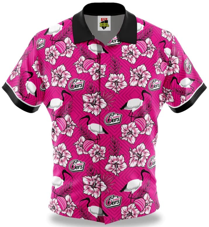Sydney Sixers Mens BBL 'Hibiscus' Hawaiian Shirt
