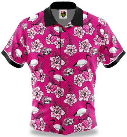 Sydney Sixers Mens BBL 'Hibiscus' Hawaiian Shirt