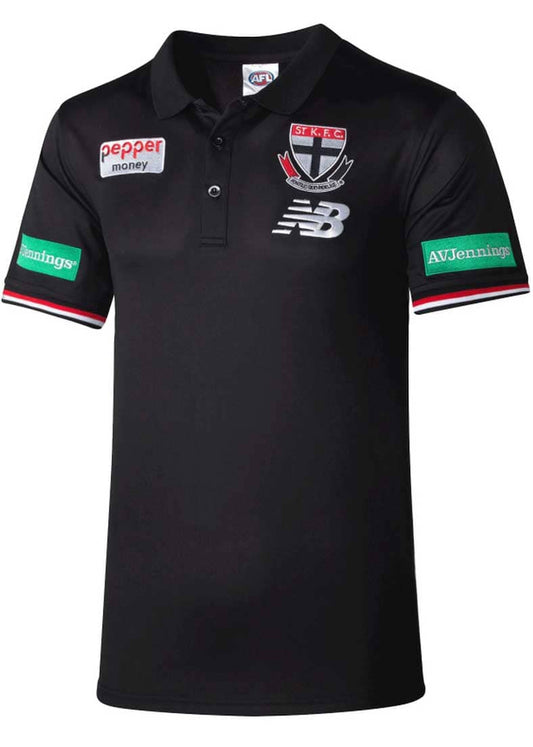St Kilda Saints AFL Mens Black Media Polo Shirt