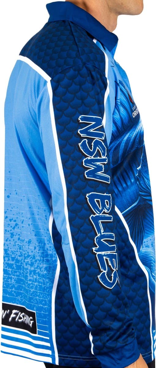 NSW Blues 2025 State of Origin Mens Barracuda Fishing Shirt