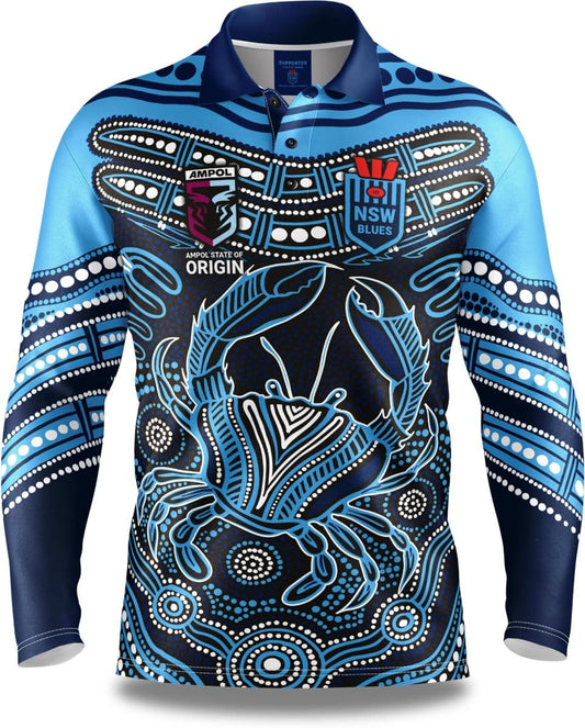 NSW Blues 2025 NRL Mens Karumba Indigenous Fishing Shirt