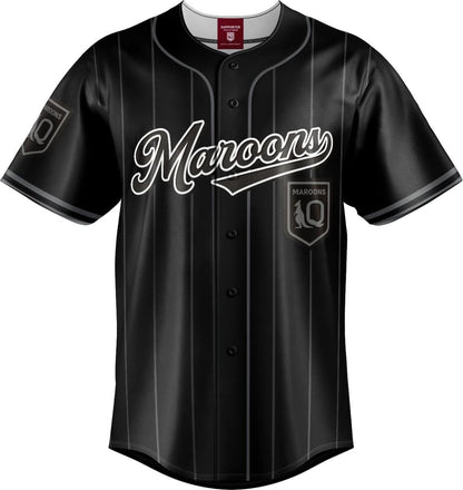 QLD Maroons 2025 NRL Mens Blackout Baseball Shirt
