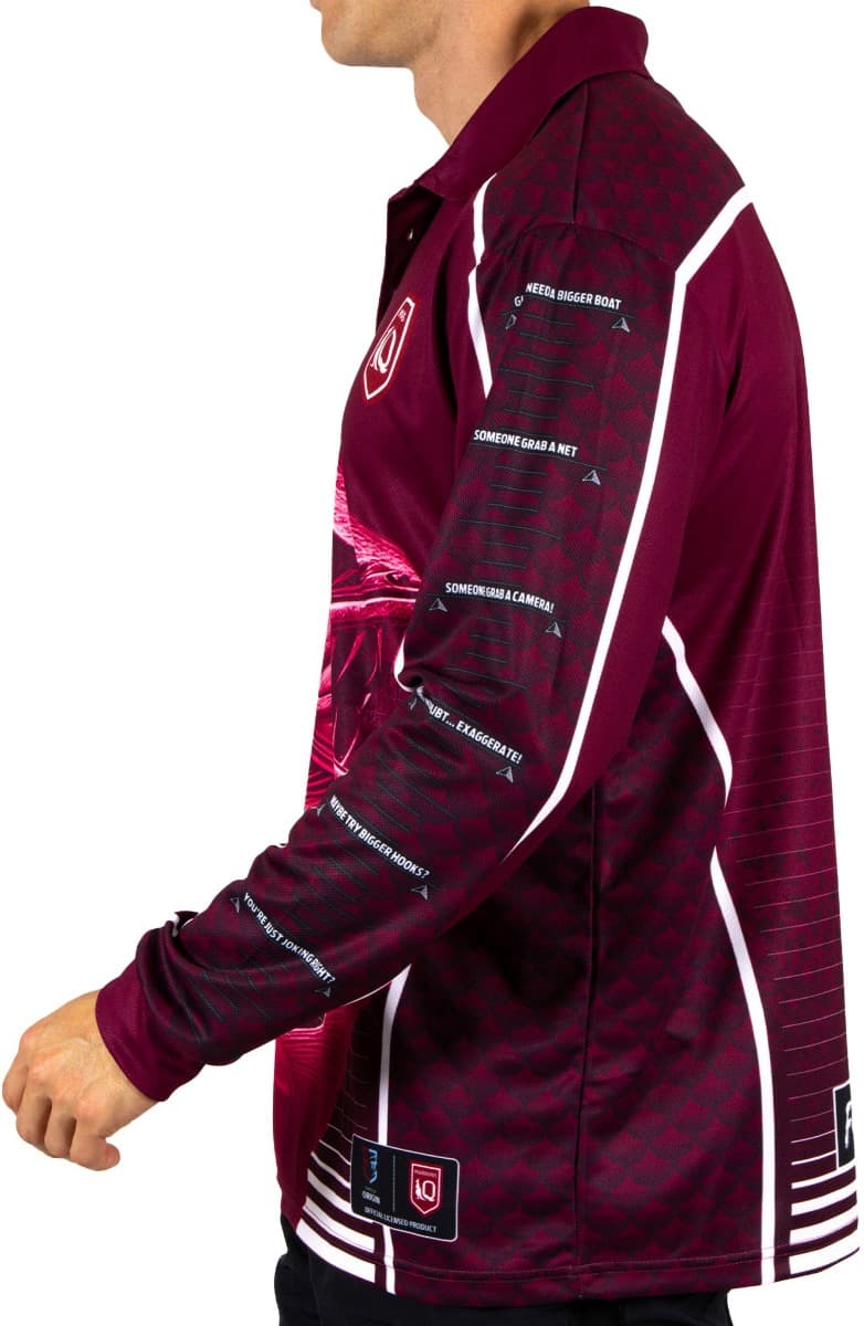 QLD Maroons 2025 State of Origin Mens Barracuda Fishing Shirt
