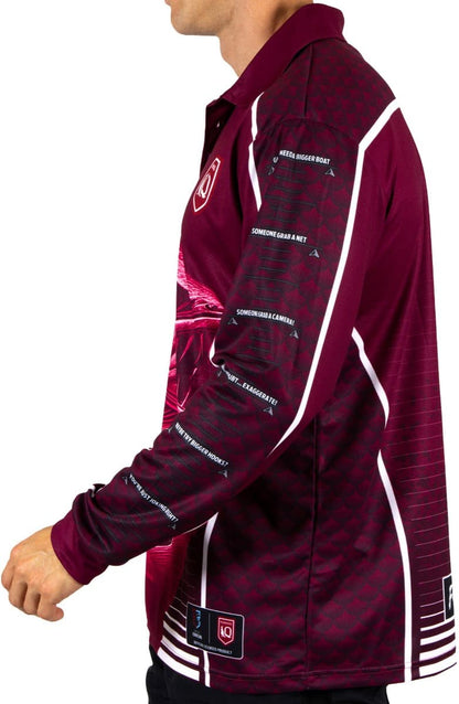 QLD Maroons 2025 State of Origin Mens Barracuda Fishing Shirt