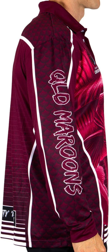 QLD Maroons 2025 State of Origin Mens Barracuda Fishing Shirt
