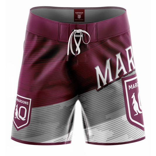 QLD Maroons 2025 State of Origin NRL Mens Barrel Board Shorts
