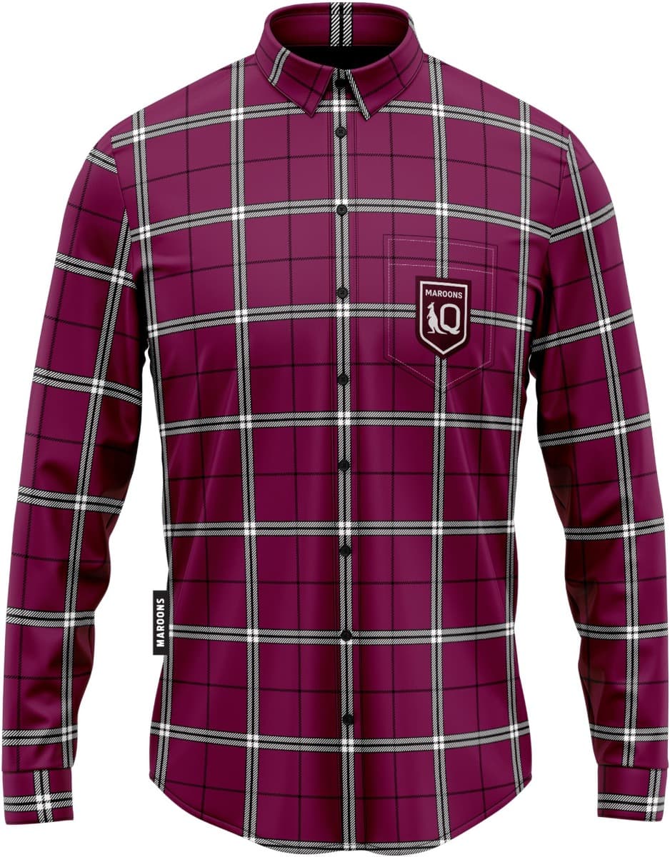 QLD Maroons State of Origin Mens Mustang Flannel Shirt