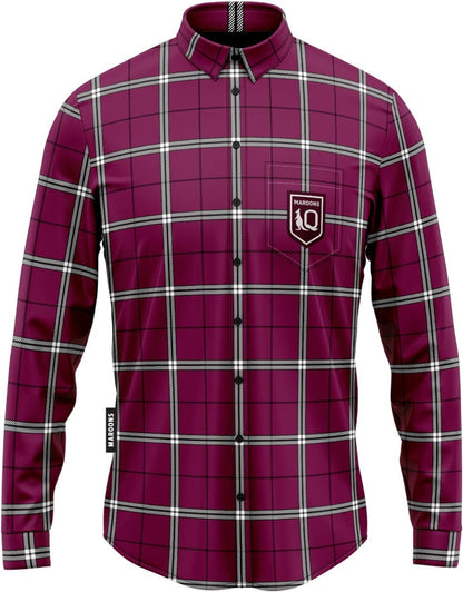 QLD Maroons State of Origin Mens Mustang Flannel Shirt