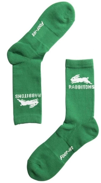 South Sydney Rabbitohs NRL Mens Sport Crew Socks Green 2 Pack