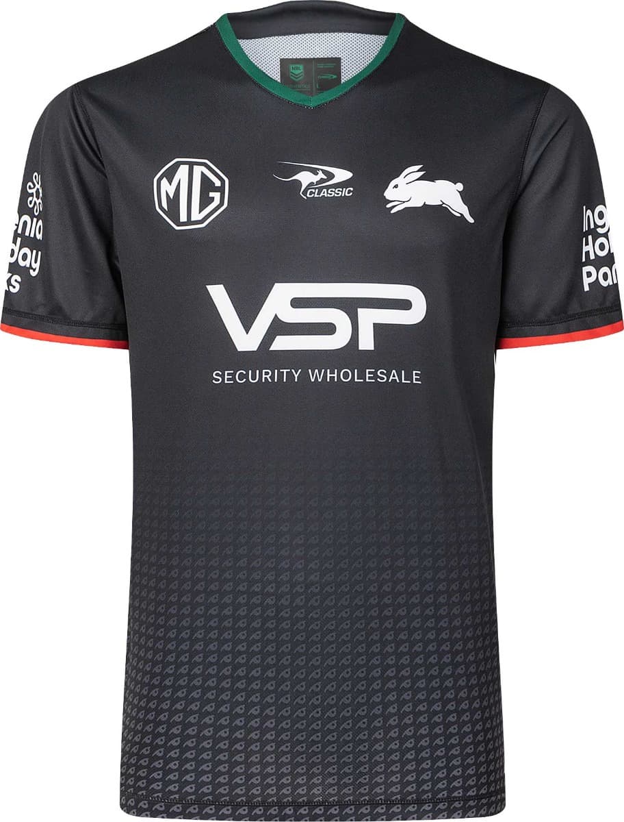 South Sydney Rabbitohs 2025 NRL Kids Black Training Shirt