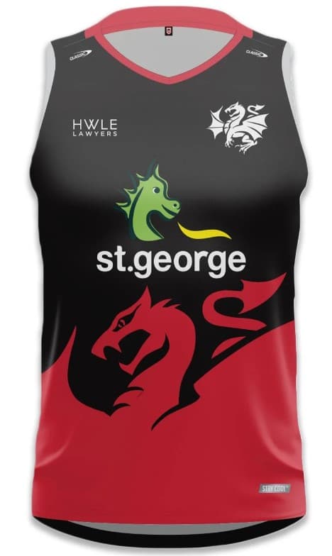St George Dragons 2024 NRL Mens Black Training Singlet