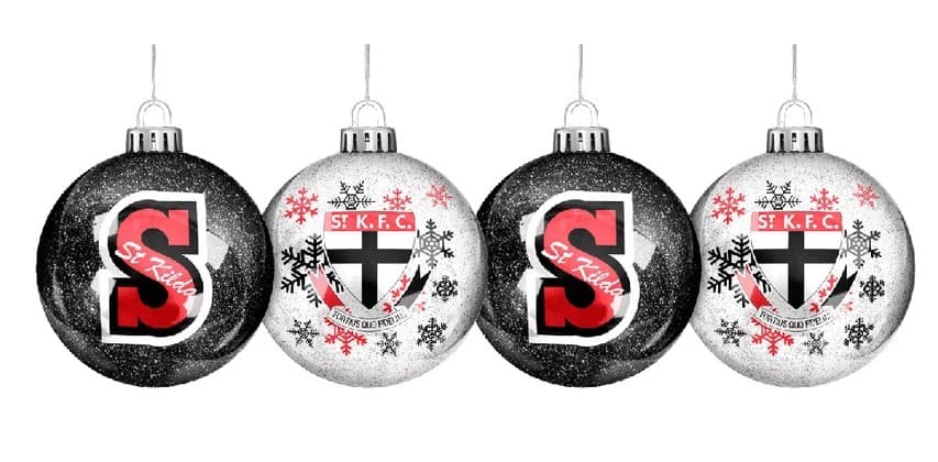 St Kilda Saints AFL Christmas Glitter Baubles