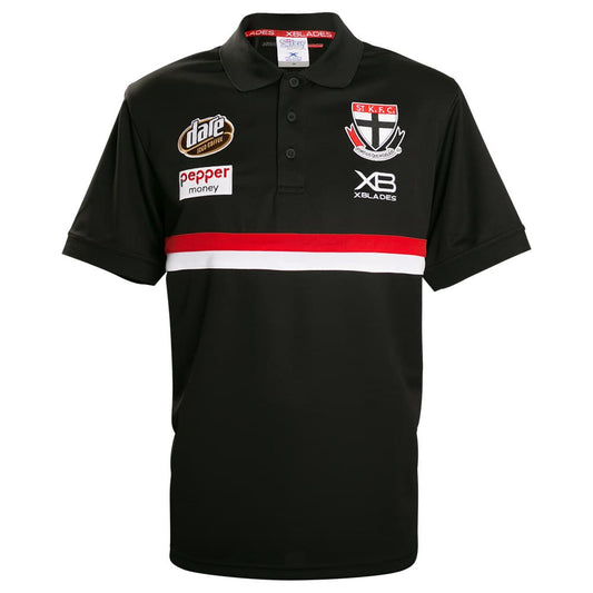 St Kilda Saints AFL Mens Black Media Polo Shirt