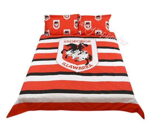 St George Dragons NRL Double Striped Quilt Cover Set