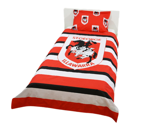 St George Dragons NRL Single Striped Quilt Cover Set