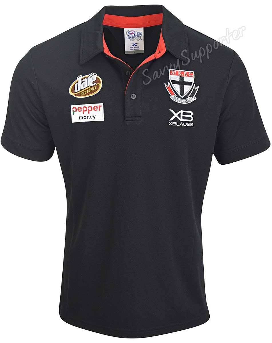 St Kilda Saints AFL Black Media Polo Shirt