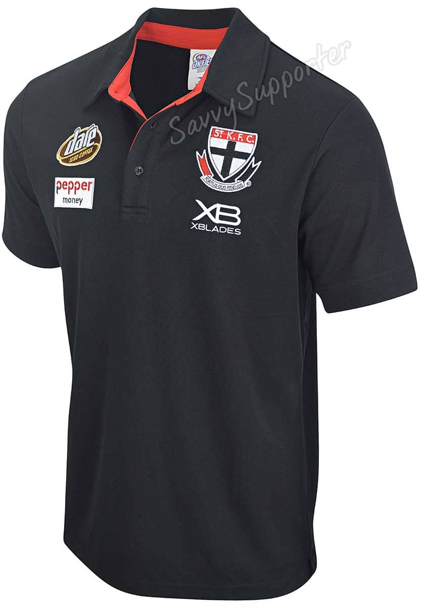 St Kilda Saints AFL Black Media Polo Shirt