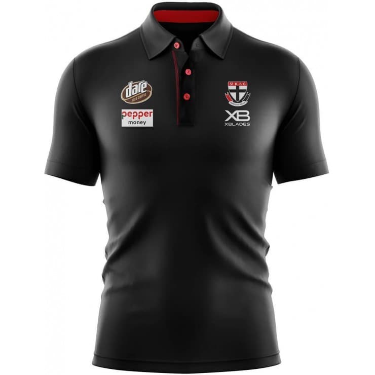 St Kilda Saints AFL Black Media Polo Shirt