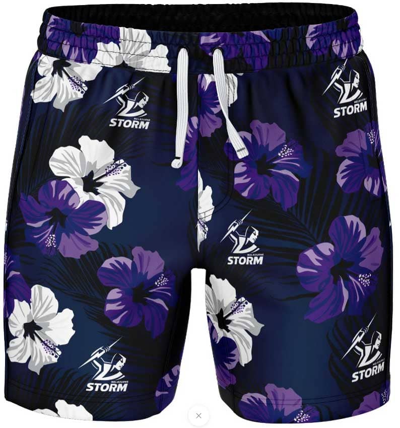 Melbourne Storm NRL Mens Aloha Volley Swim Shorts